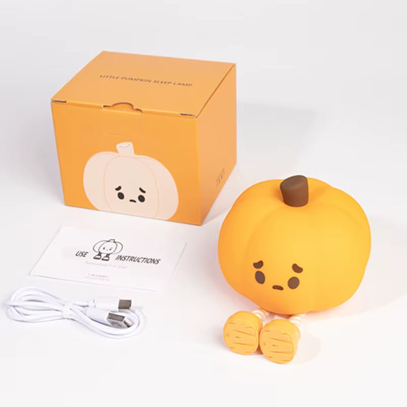 1 Little Pumpkin Night Light Cute Soft Silicone Lamp Room Decoration Timed Dimmable Bed Decoration Children Baby Birthday Gift