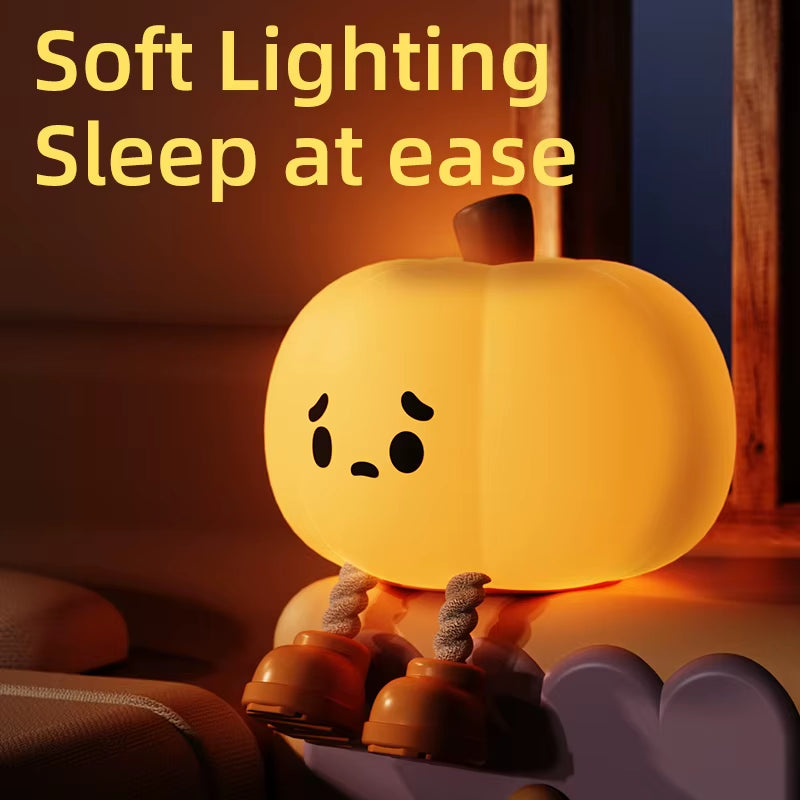 1 Little Pumpkin Night Light Cute Soft Silicone Lamp Room Decoration Timed Dimmable Bed Decoration Children Baby Birthday Gift
