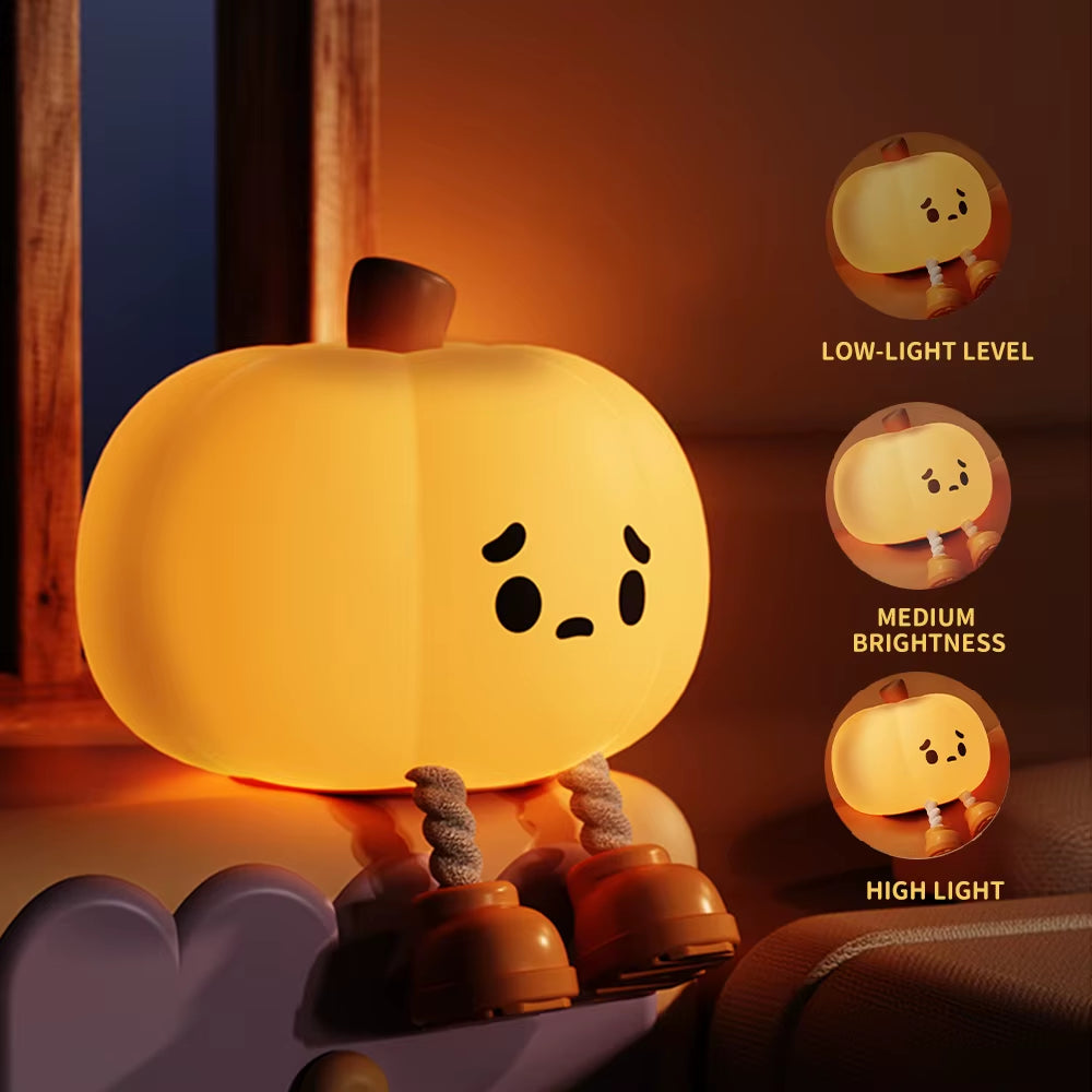 1 Little Pumpkin Night Light Cute Soft Silicone Lamp Room Decoration Timed Dimmable Bed Decoration Children Baby Birthday Gift